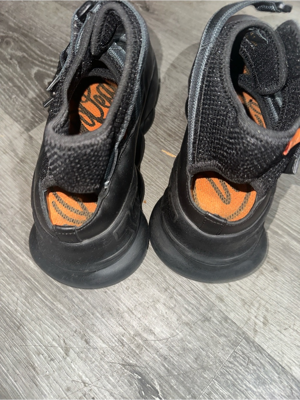 Versace Black Strappy Chunky Sport Sandals with Orange Accents - Picture 4 of 9